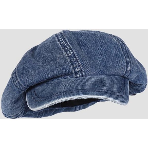 Baumwoll-Denim-Baskenmütze für Herren und Damen, Modische Herbst-Vintage-Boinas, Newsboy Flat Caps, Große Achteckige Mütze