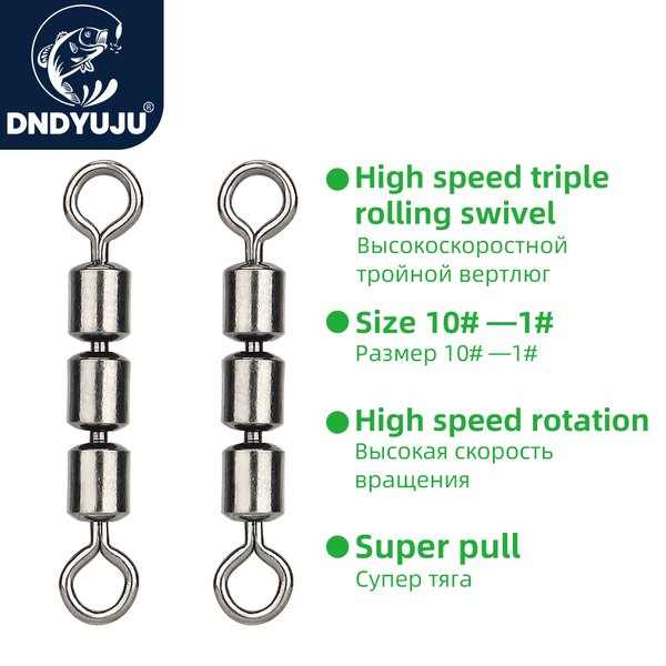 DNDYUJU 10/20 pièces émerillons de pêche roulement roulant haute résistance sûr connexion rapide Triple léger en acier inoxydable
