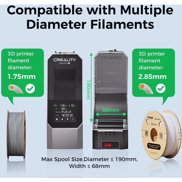 Creality Space Pi V2 Filament-Trocknerbox, verbesserte Filament-Aufbewahrung, Dehydrator mit einstellbarer Temperatur, 45 ℃ -75 ℃ Heizung 0-48h