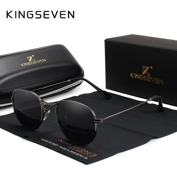 KINGSEVEN Classic Designer Round Sun glasses Female Retro Reflective Sunglasses Men Round Polarized Eyewear Oculos De Sol gafas