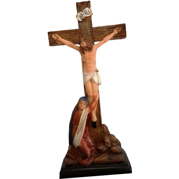 Figurine croix de Jésus avec mère, affichage de bureau saint, artisanat catholique, 9.06 en effet, bureau d'étagère, maison, salon, voiture