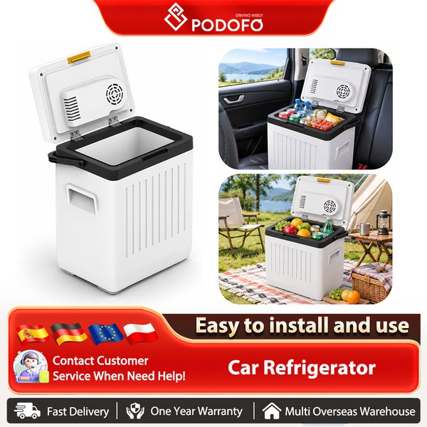 Podofo 20L/24L Tragbarer Auto-Kühlschrank Kompressor-Kühlbox 12V Kühlschrank Gefrierschrank 12/24V DC 100-240V AC Mini-Kühler für Camping, Reisen, LKW, Zuhause