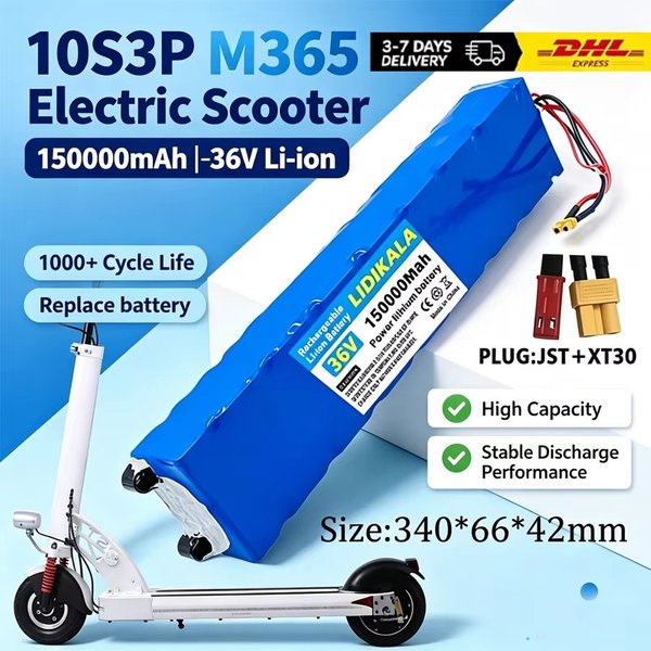 10S3P 36V 150000mAh 36V Elektroroller-Akku 18650 Wiederaufladbare Lithium-Batterie M365 Elektroroller 36V Batterie Roller