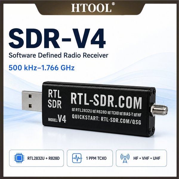 RTL-SDR V4 | Radio définie par logiciel 1,7 GHz | 1PPM TCXO | Échantillonnage direct HF | Bias-Tee | RTL2832U R828D