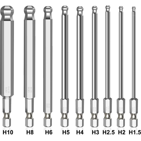 1pc Ball End Screwdriver Bit Alloy Steel Metric Hex Bit Long Magnetic Driver Bit H1.5/H 2/H 2.5/H3/H4/H5/H6/H8/H10 Hand Tools