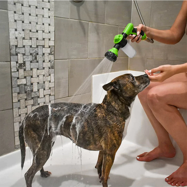 Buse de pulvérisation à haute pression, tuyau, pistolet de douche pour chien, 3 modes réglables, lavage des animaux domestiques, bain de nettoyage, mousse d'eau, savon, outil de nettoyage pour chien