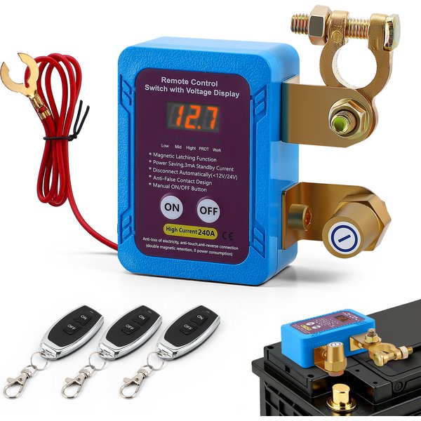 Ferngesteuerter Batterietrennschalter 12V 240A Notausschalter Automatischer Stromabschalter für Auto ATV LKW