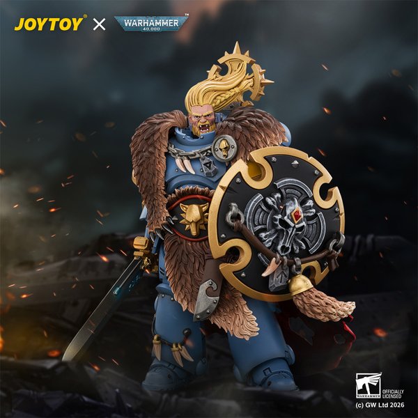 JOYTOY Warhammer 40k Figurines d'action 1/18 Loupes de l'espace Gardien de Loups Chef de bataille avec maîtrise artisanale