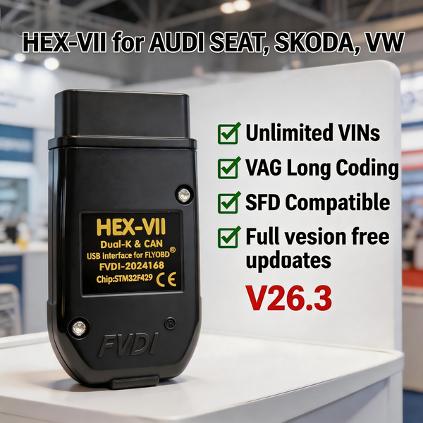 FLY HEX VII VCDSCAN HEX VII PLUS Diagnosewerkzeuge OEM V2 HEX Real V2 VCDS-Plus V26.3 für VW AUDI Skoda Seat