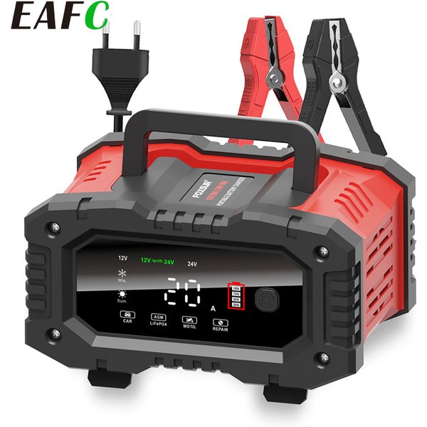 Chargeur de batterie entièrement automatique EAFC 12v/24v, chargeur de batterie de voiture intelligent à 7 segments, réparation par impulsions pour batteries AGM, Gel, plomb-acide humides