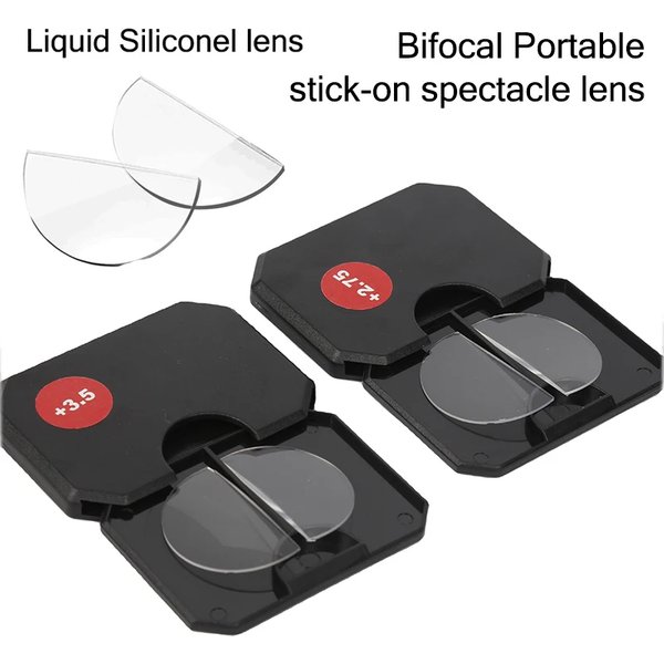 Lunettes de lecture bifocales en Silicone liquide, 2 pièces, lentilles presbytes à coller, grossissement, lentilles bifocales ultralégères réutilisables