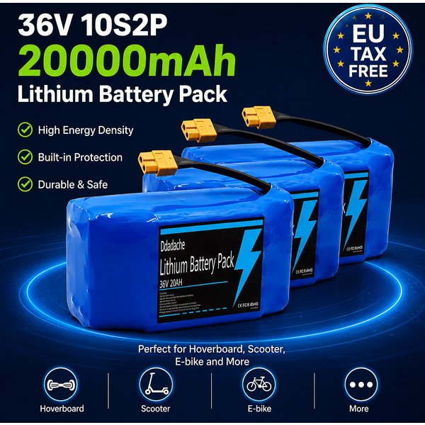 10S2P 36V Original 20000mAh Wiederaufladbare Lithium-Ionen-Akkupacks für Hoverboard, Einrad und Elektroroller