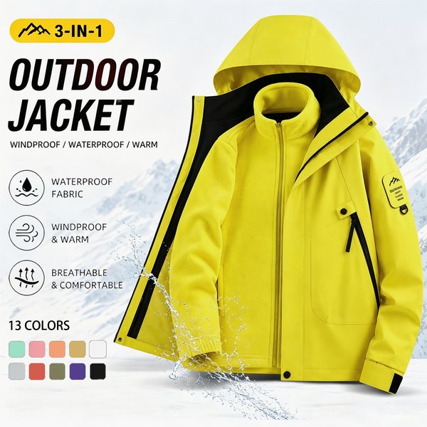 Veste 3-en-1 pour homme avec doublure polaire amovible, imperméable et coupe-vent, idéale pour la randonnée, le camping, les voyages et l'usage quotidien en extérieur