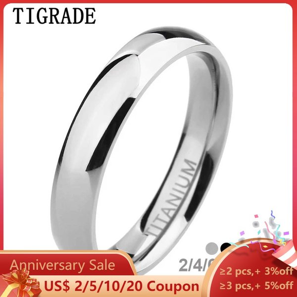 TIGRADE 2/4/6/8mm hommes alliance poli femmes titane Simple fiançailles classique anneaux noir argent couleur dame anel 3-15