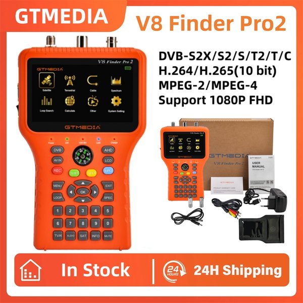 GTMEDIA V8 Finder Pro2 Satelliten-Signalfinder DVB-S2X/S2/S/T2/T/C MPEG2/4 DVB-S2X/S2/S/T2/T/C AHD H.265 Digitaler Satfinder-Messgerät
