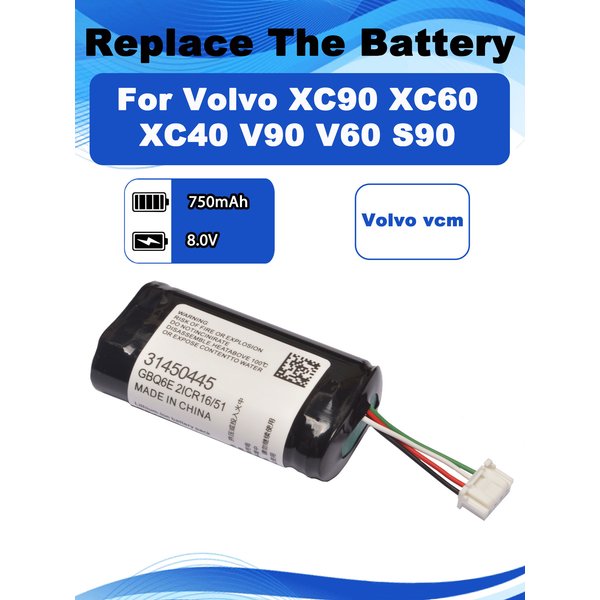8,0 V 750 mAh BP15 Ersatz-VCM-Akku für Volvo On Call XC90 XC60 XC40 V90 V60 S90 VCM Gateway S/N P0839AREV.J 31450445 GBQ6E