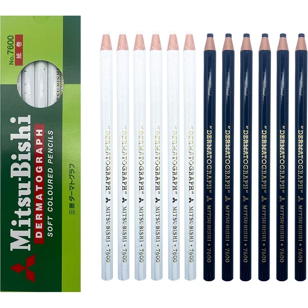 12 Teile/los Japan Schwarz Bleistift Farbige Bleistift Dermatograph K7600 Öl-Basis Papier Verpackt Für Tattoo Augenbraue Marker Farbe Bleistift