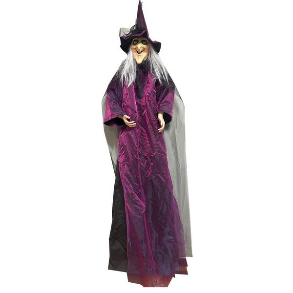 Dekoracje na Halloween, rekwizyty, animatronika w rozmiarze naturalnym, wiedźma aktywowana dźwiękiem, krzycząca, świecące oczy, dekoracje na imprezę w nawiedzonym domu.