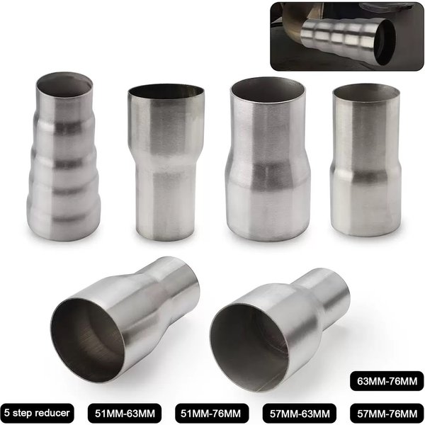 PinXin 51/63/57/76mm Universal Edelstahl Auto Auspuff Minderer Stecker Rohr Rohr Adapter Auspuff Montage auto Zubehör