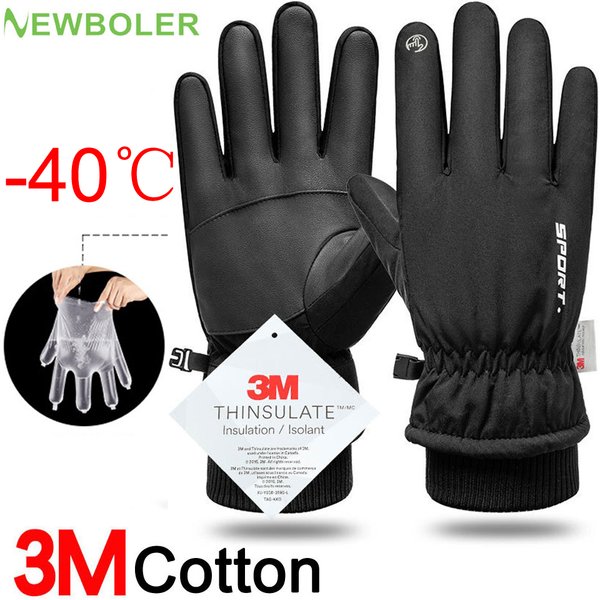 Men Winter Waterproof Cycling Gloves Outdoor Sports Running Motorcycle Ski Touch Screen Fleece Gloves Non-slip Warm Full Fingers