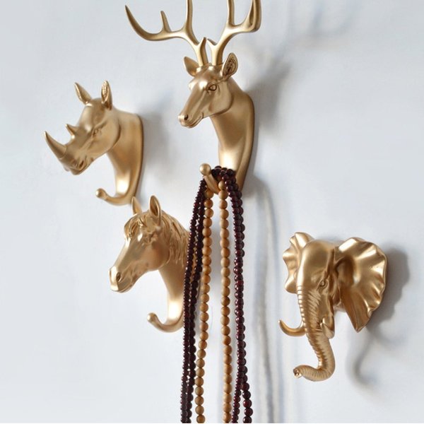 Wandhaken zum Aufhängen, Vintage-Stil, Hirschkopf, Tier zum Aufhängen von Kleidung, Mütze, Schal, Schlüssel, Hirschhörner, Kleiderbügel, Wanddekoration