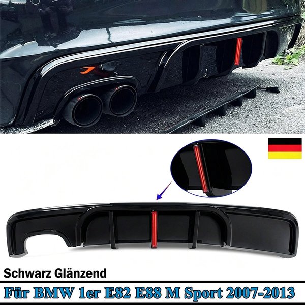 Für BMW E82 E88 128i 135i M Sport 2007-2013 Heckdiffusor Spoilerlippe mit LED-Bremslicht Heckdiffusor Auto-Zubehör