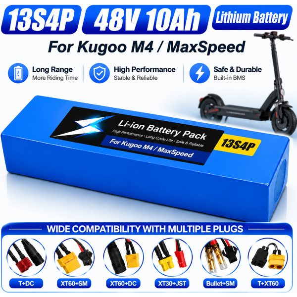⭐ 48V 10Ah 13S4P 2000W Li-Ionen-Akku 18650 Wiederaufladbarer Lithium-Akku für Kugoo M4 M4Pro M5 M5Pro Elektroroller Hochleistungs-Upgrade-Akku Lange Reichweite Langlebiger Akku EU-Lager Schneller