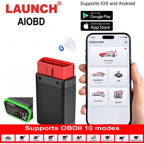 2025 LAUNCH AIOBD Bluetooth Auto-Diagnosescanner, Vollsystem-Scan & KI-Bericht OBD2 Codeleser für Android- und iOS-Systeme