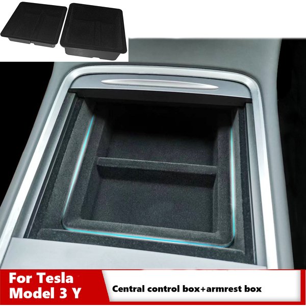 Boîte de rangement centrale de voiture pour placements, modèle 3 2021-23, modèle Y Evalufissurainer, étui de rangement floqué, support intérieur de voiture