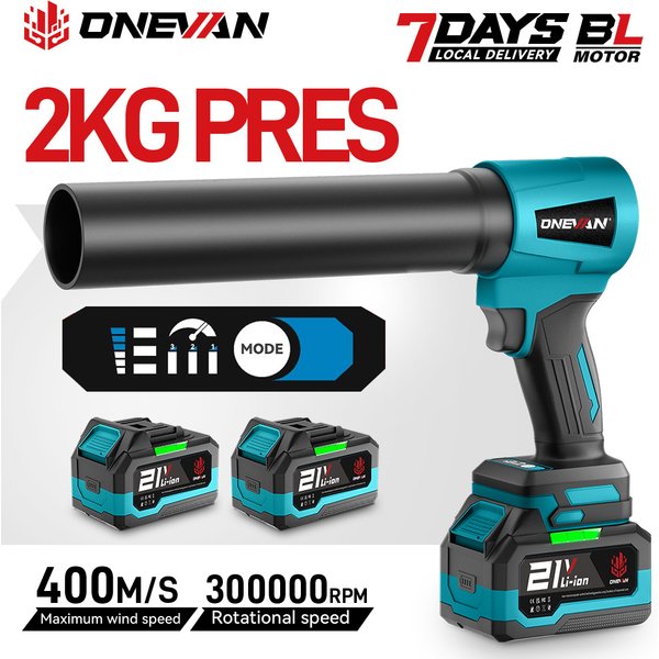 ONEVAN 400M/S Bürstenloser Elektro-Turbolüfter 4000W Kabelloser Handgeführter Laubbläser Leistungsstarkes Werkzeug für Makita 18V Akku