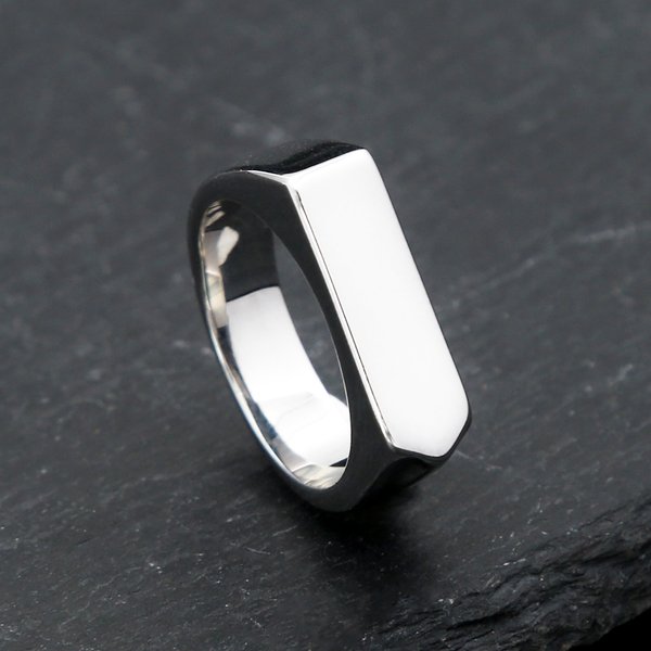Fashion 316L Stainless Steel Simple Rings For Men Women Punk Hip Hop Square Band Flat Top Signet Ring Charm Party Jewelry Gifts