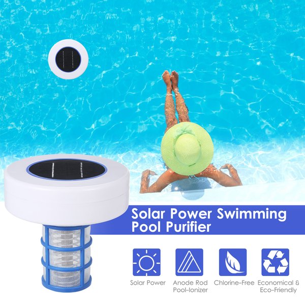 Purificateur de piscine à énergie solaire, équipement de livres de piscine, ioniseur de piscine, inhibition des algues de l'eau, combo sans ine, processeur d'eau