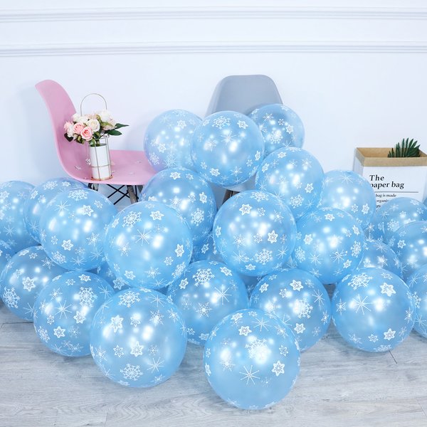10/15/20 pièces bleu argent Transparent flocon de neige ballons en Latex glace neige princesse fête fille fête d'anniversaire décor hiver Air Globos