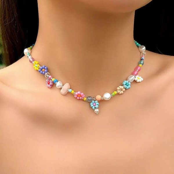 Collier Ras du Cou en Perles Simples de Style Boho, Bijou Vintage Fait à la Main en Acier Inoxydable, Cadeau Esthétique Y2K, pour Femme et Homme
