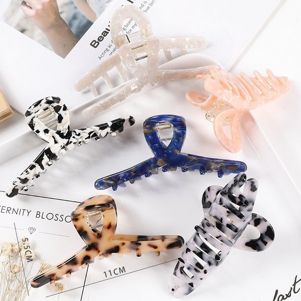 Accessoires pour cheveux pour femmes, griffes ajourées en acétate, queue de cheval colorée, pinces acétiques pour filles