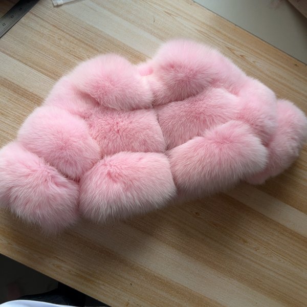 Baby Real Fox Fur Coat Suitable for Babies Aged 5-9 Months in Winter Natural Fur Jacket in Pink