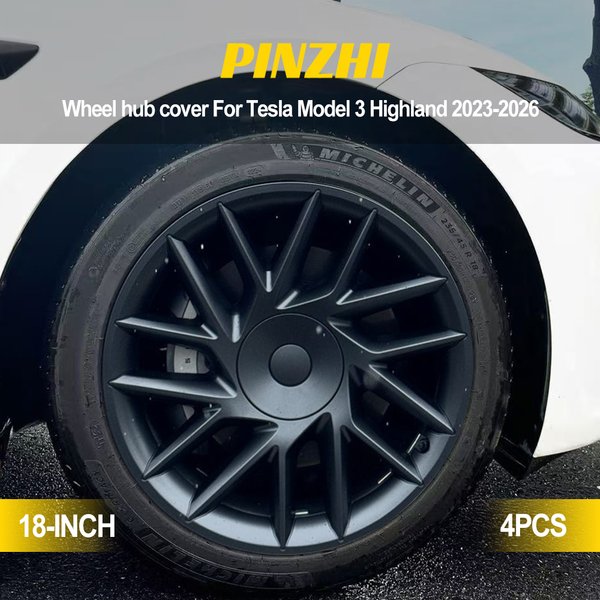 2023-2026, lot de 4 enjoliveurs de roues de 18 pouces pour Tesla Model 3 Highland Performance, style turbine, accessoires de remplacement.