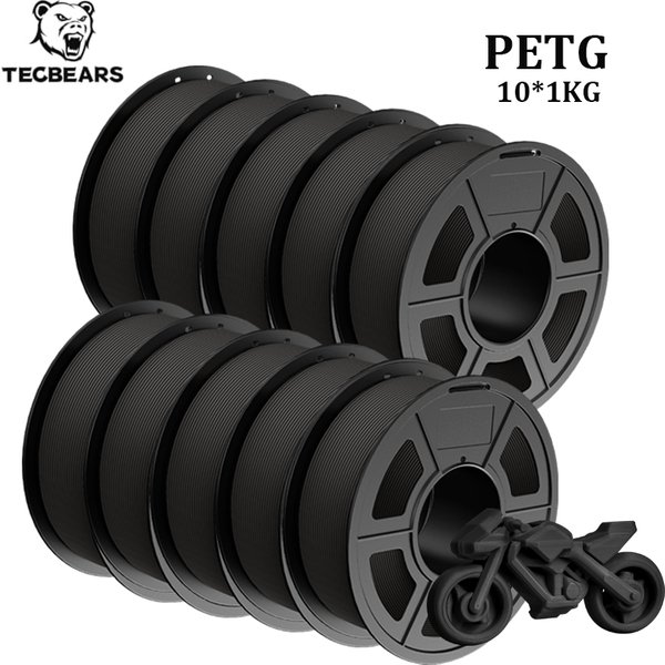 TECBEARS PETG 3D-Drucker Filament 1,75mm 10 Rollen Mehrfarbig Vakuumversiegelt 100% Blasenfrei für FDM DIY Geschenk Druckmaterial