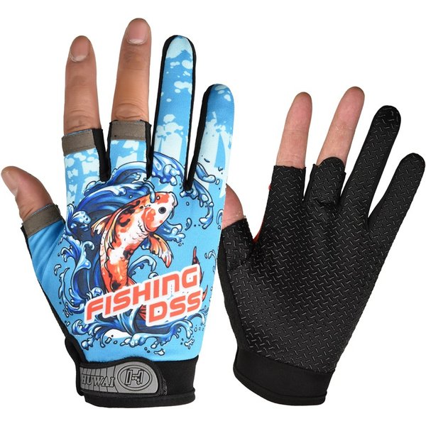 Gants de pêche femmes hommes Protection de pêche universelle gants antidérapants trois doigts en plein air demi doigt gants de pêche
