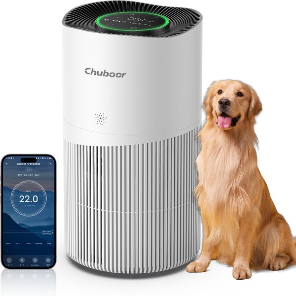 Chuboor PJ10 Luftreiniger für Zuhause, 120 m² große Wohnungen, 402 m³/h CADR, H13 HEPA-Filter, Entfernt Tierhaare und Gerüche, Rauch, PM2.5, Küchengeruch, Pollen und Allergene, 23 dB, extrem leise,