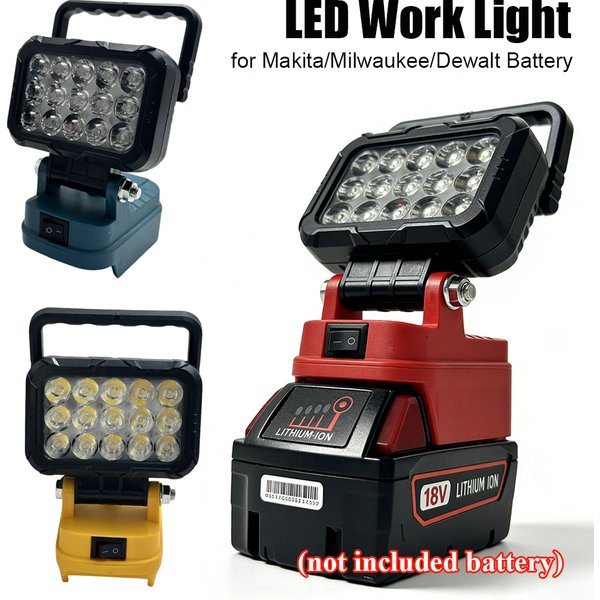 Pièces d'outils électriques pour Makita/Milwaukee/Dewalt, batterie au lithium 18V, lampes de travail LED, lanterne à main, projecteur, chargeur USB