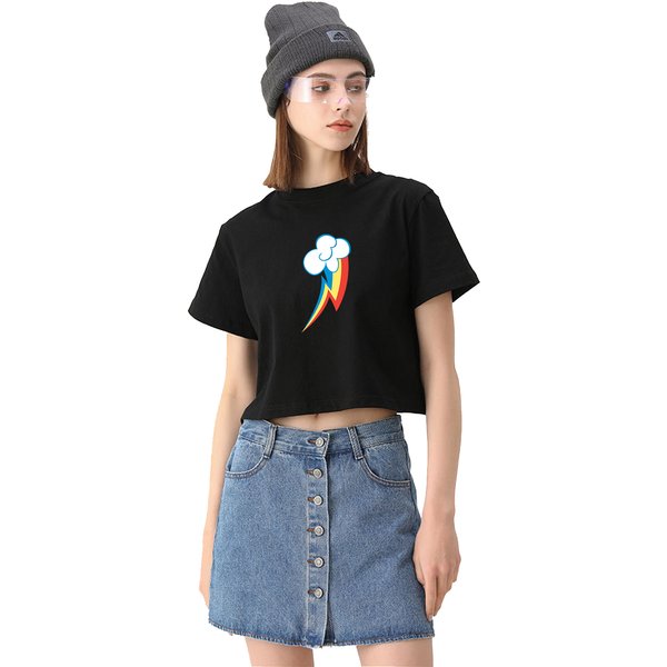 Rainbow Dash Cutie Graphics Design Cute Sexy Crop Tee Women's Street Fashion Rock Style T-Shirts High-Quality Anime Casual Tops