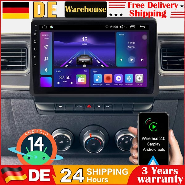 10 Zoll Android 14 Doppel-DIN Touchscreen Autoradio Multimedia-Videoplayer 2GB+32GB für Renault Master 2019-2023, Vauxhall Movano B 2019-2021, NV400 2019-2023, Auto-Radio mit Wireless Carplay &