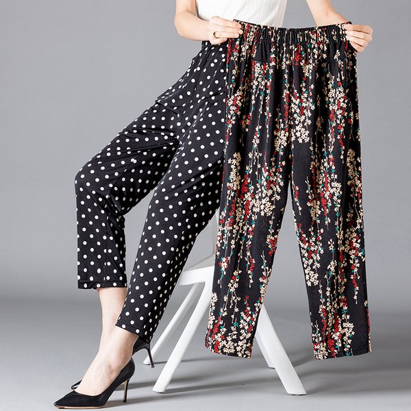 XL-8XL Sommer Frauen Harem Hosen Casual Hohe Taille Hosen Gedruckt Elastische Taille Frauen Mittleren Alters Hosen Sommer Böden