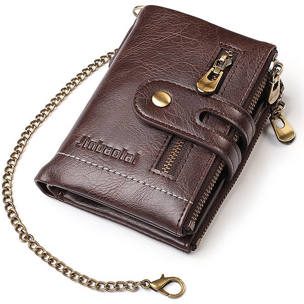 Nouveaux hommes portefeuilles en cuir synthétique polyuréthane court porte-carte chaîne marque de luxe hommes sac à main de haute qualité classique rétro mâle portefeuille