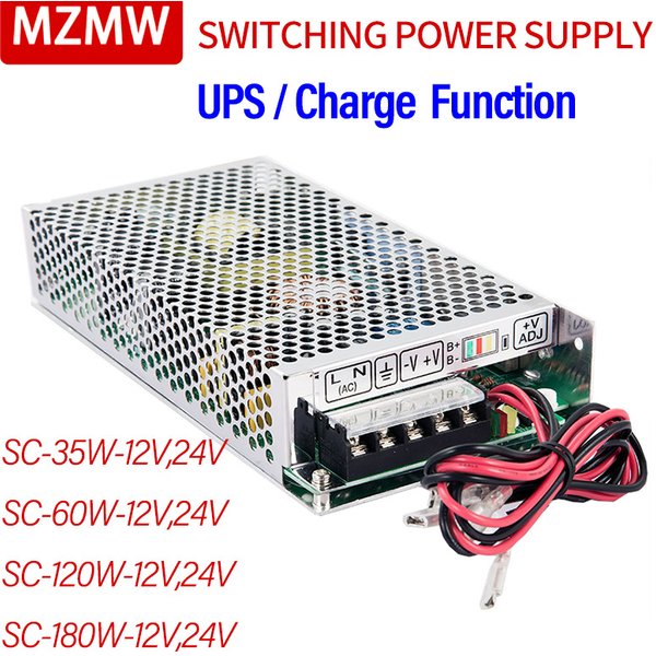 MZMW UPS/Charge Function Switching Power Supply SC-35W 60W 120W 180W 12V 24V Monitor 110/220v AC/DC Battery Charger SC-120-12V