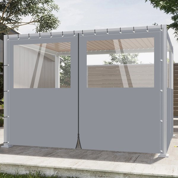 Wodoodporna zasłona działowa z plandeki PVC 650g/m² 0,55mm, przezroczysty panel winylowy z dwustronnym zamkiem błyskawicznym, odporna na deszcz, wiatr i zimno, ognioodporna plandeka z nierdzewnymi