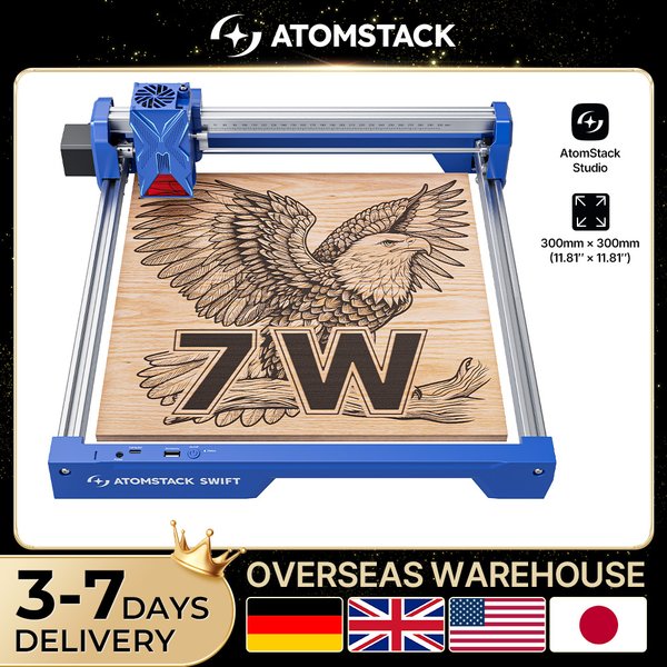 ATOMSTACK 7W Lasergravierer Coupe CNC 300x300 Laser für individuelle Geschenke NEU Geeignet für handwerkliche Unternehmen