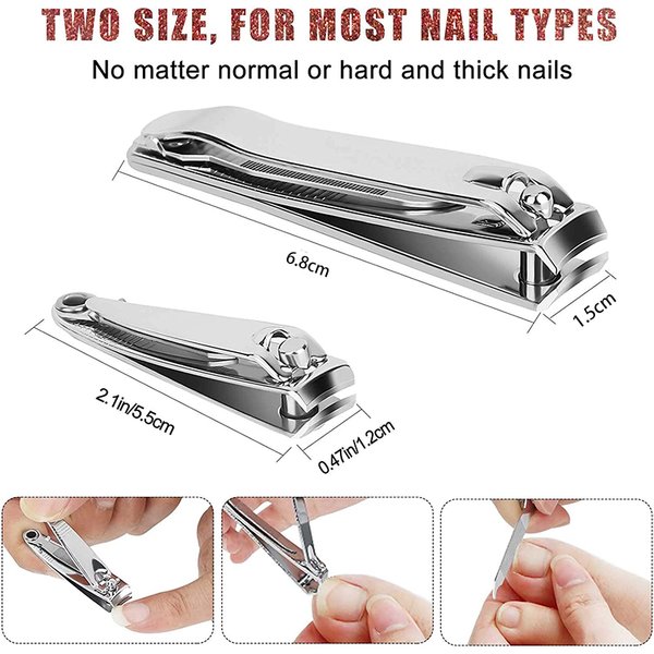 Coupe-ongles résistant aux éclaboussures, ciseaux en acier inoxydable pour l'entretien des ongles, pour ongles durs, lames larges et durables