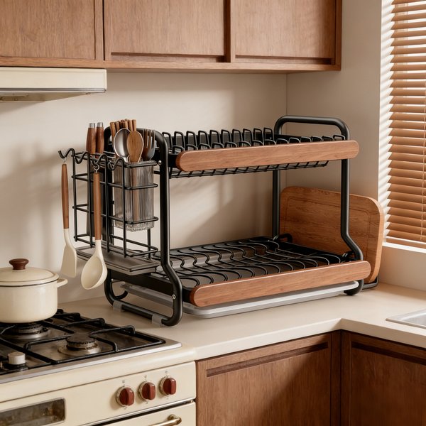Étagère à vaisselle de cuisine en acier inoxydable, support de rangement multifonctionnel, porte-couverts, porte-ustensiles, porte-assiettes, armoire à vaisselle